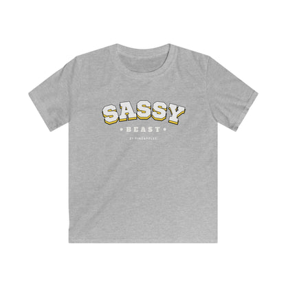Sassy Beast Varsity White YOUTH Tee