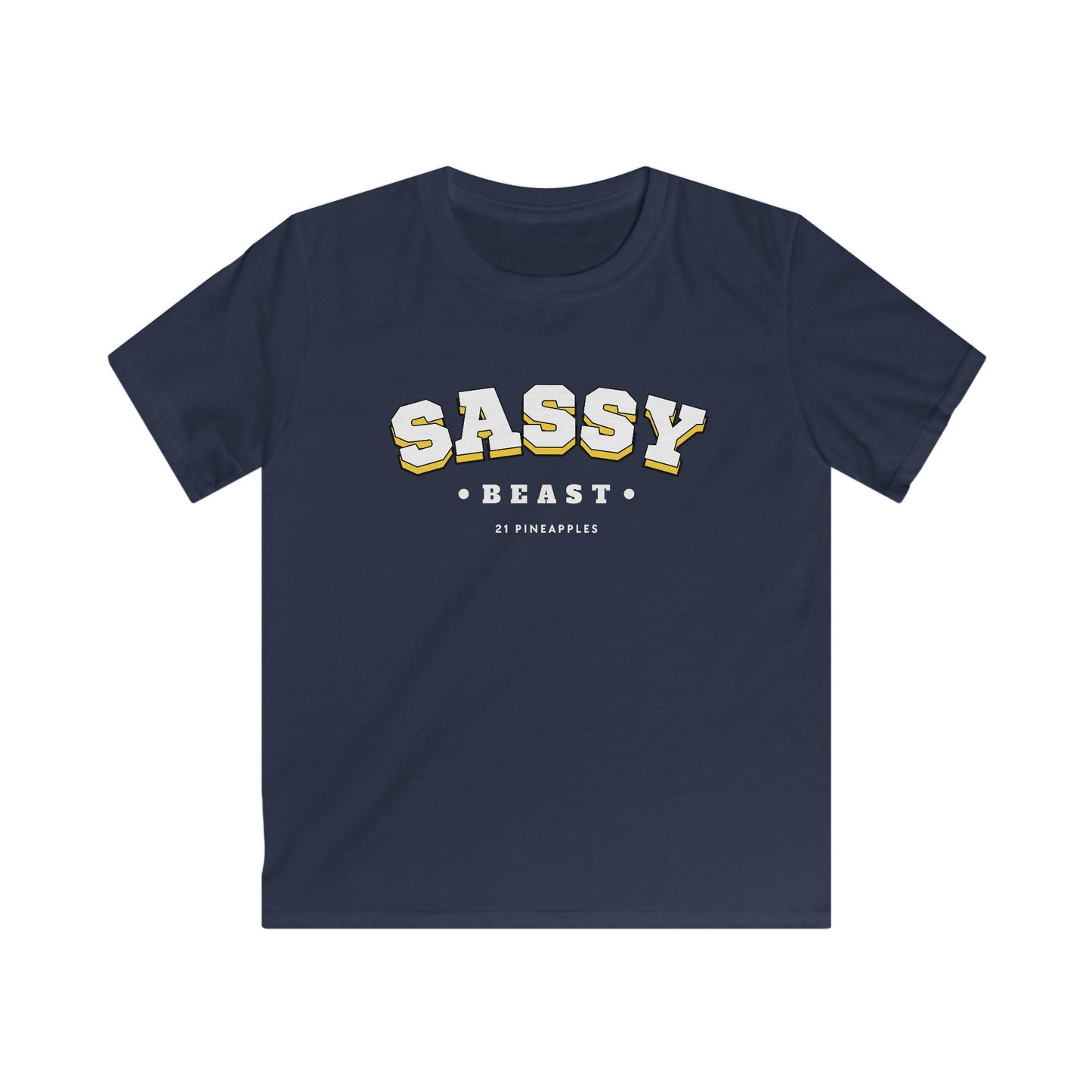 Sassy Beast Varsity White YOUTH Tee