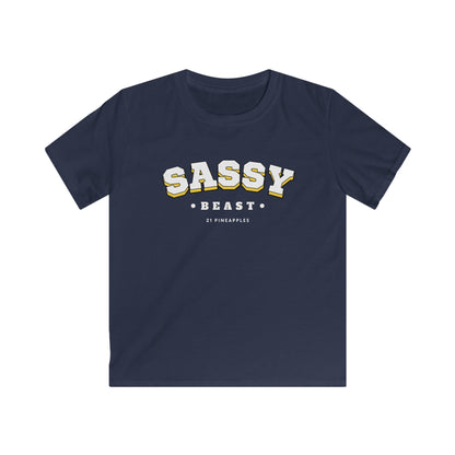 Sassy Beast Varsity White YOUTH Tee