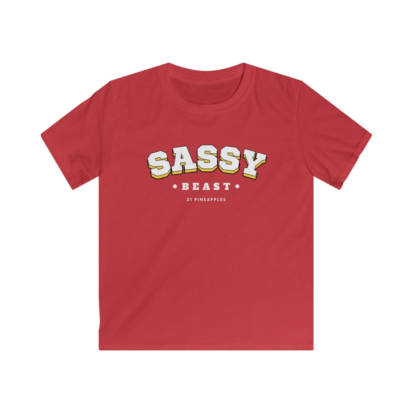 Sassy Beast Varsity White YOUTH Tee