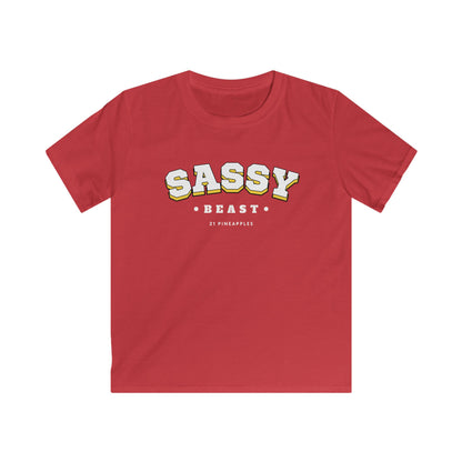 Sassy Beast Varsity White YOUTH Tee