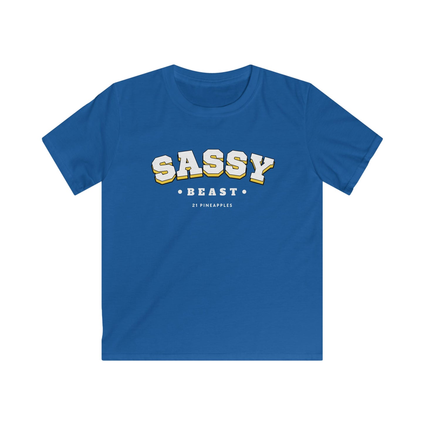 Sassy Beast Varsity White YOUTH Tee