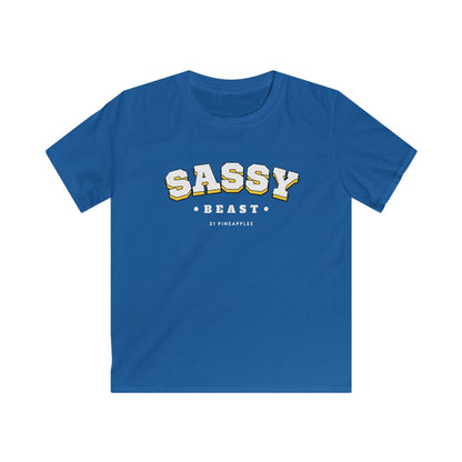 Sassy Beast Varsity White YOUTH Tee