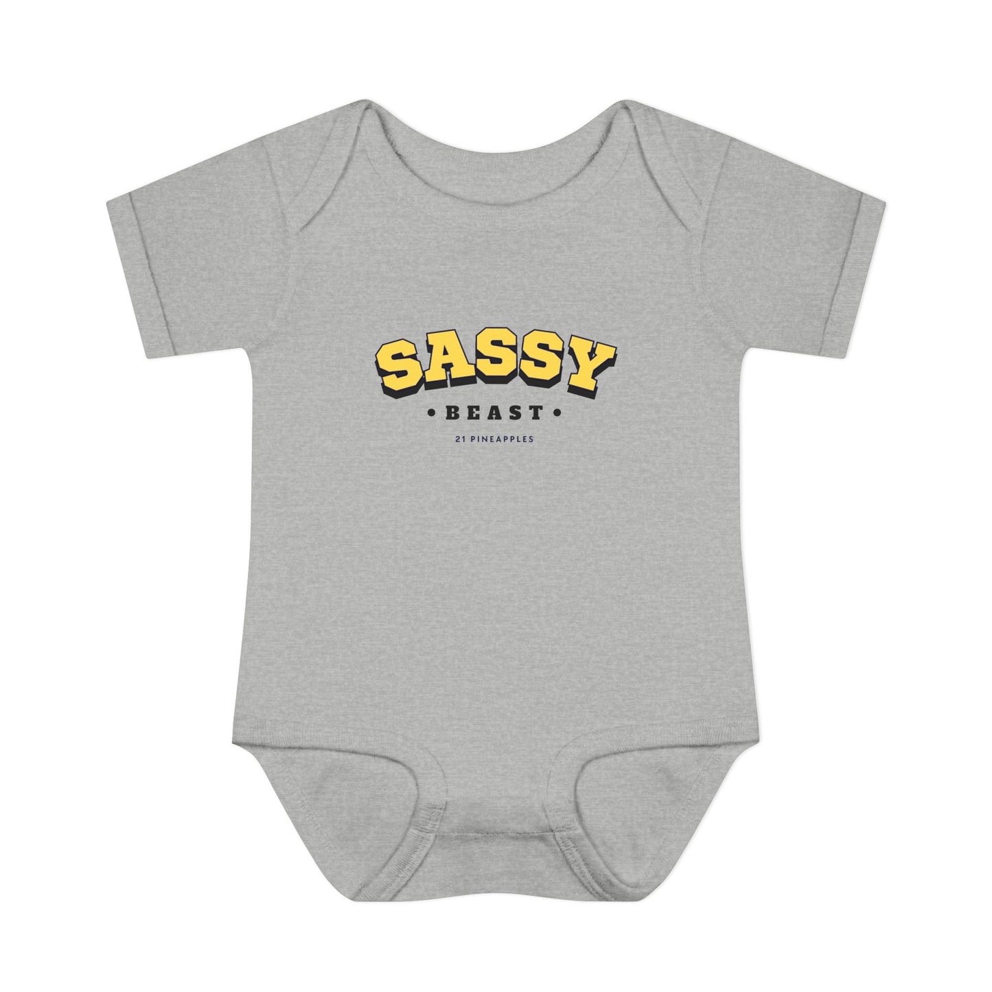 Sassy Beast Varsity Yellow Onesie