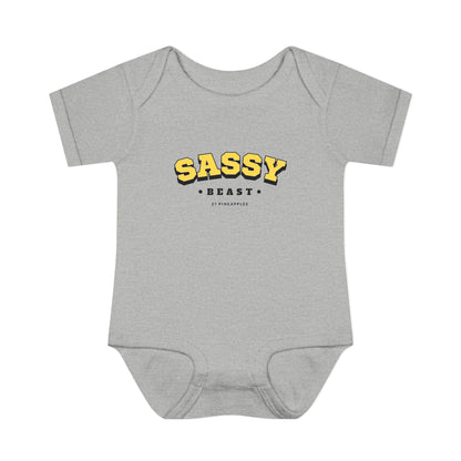 Sassy Beast Varsity Yellow Onesie