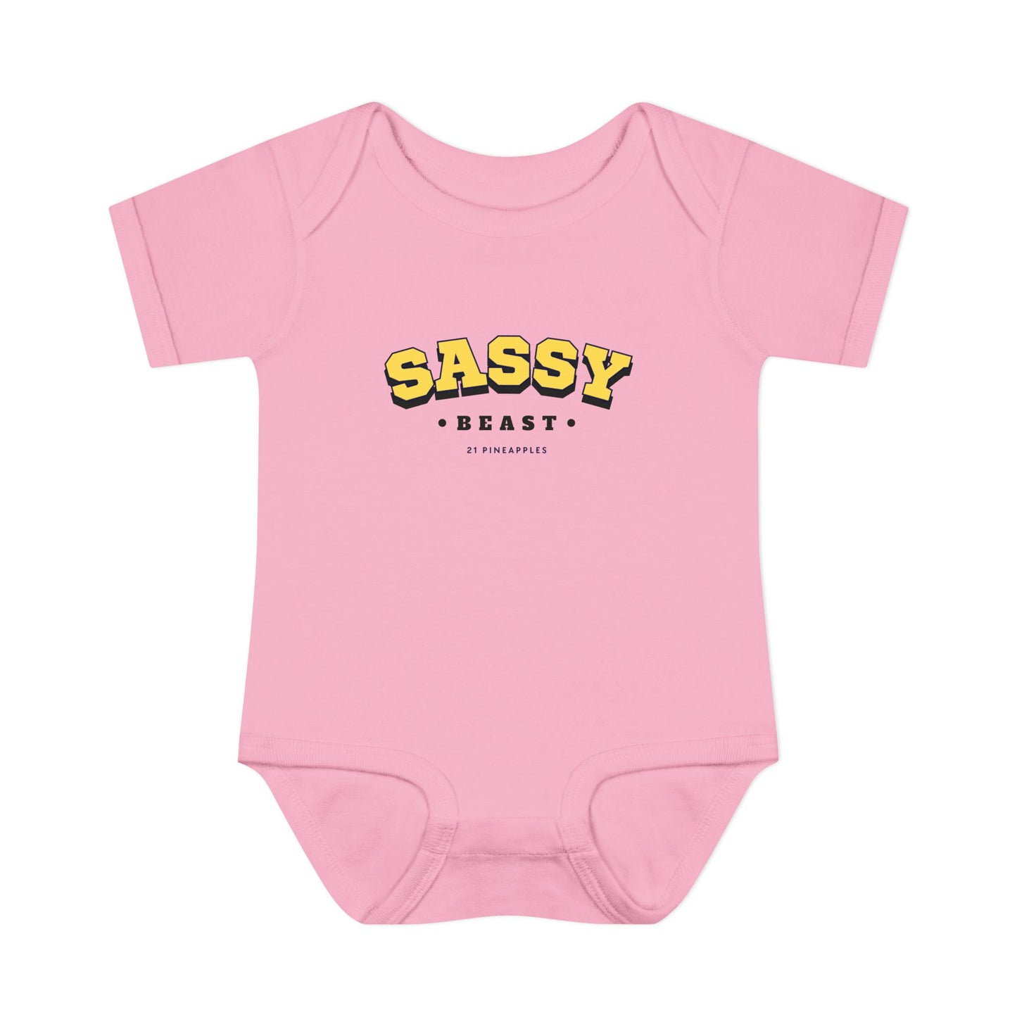 Sassy Beast Varsity Yellow Onesie