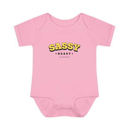 Sassy Beast Varsity Yellow Onesie