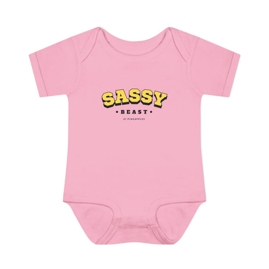 Sassy Beast Varsity Yellow Onesie