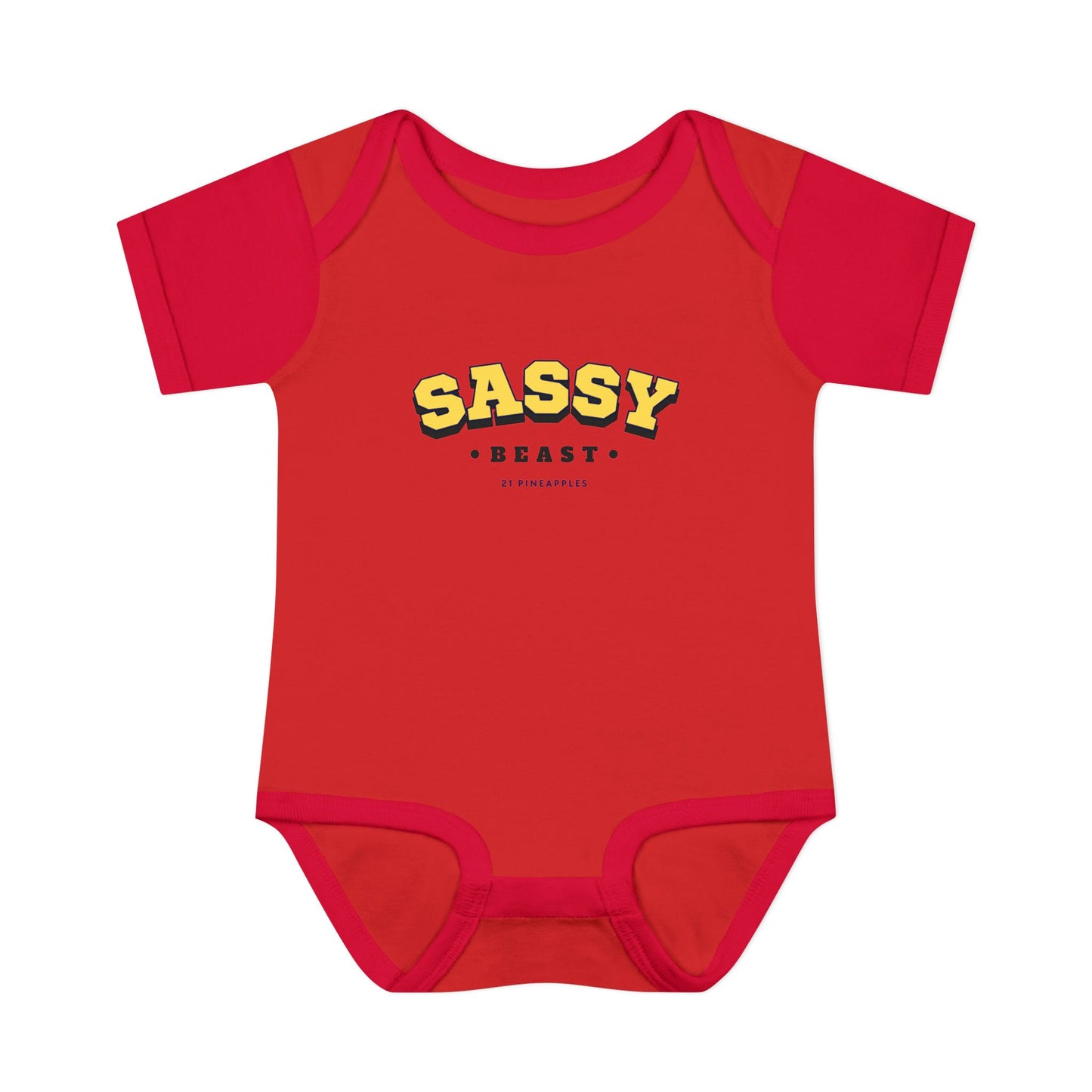 Sassy Beast Varsity Yellow Onesie