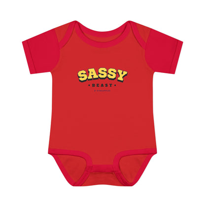 Sassy Beast Varsity Yellow Onesie