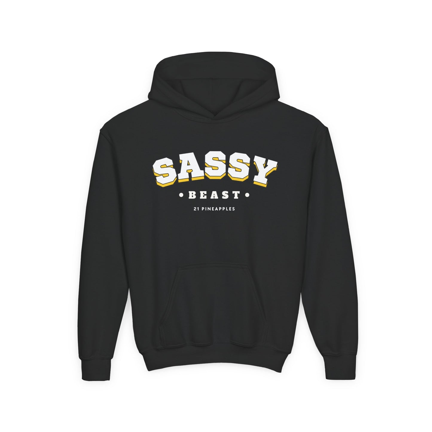Sassy Beast Varsity White YOUTH HOODIE