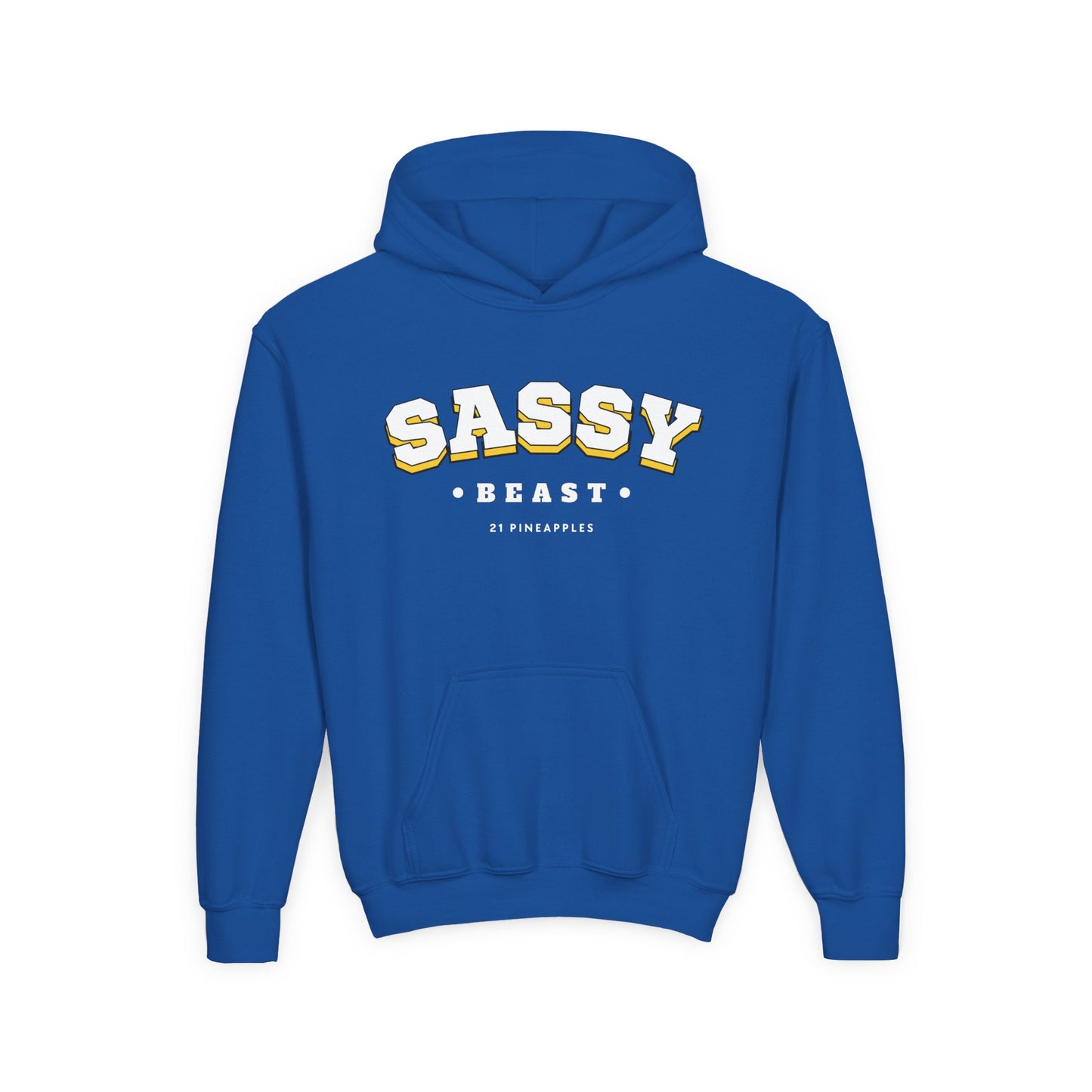 Sassy Beast Varsity White YOUTH HOODIE