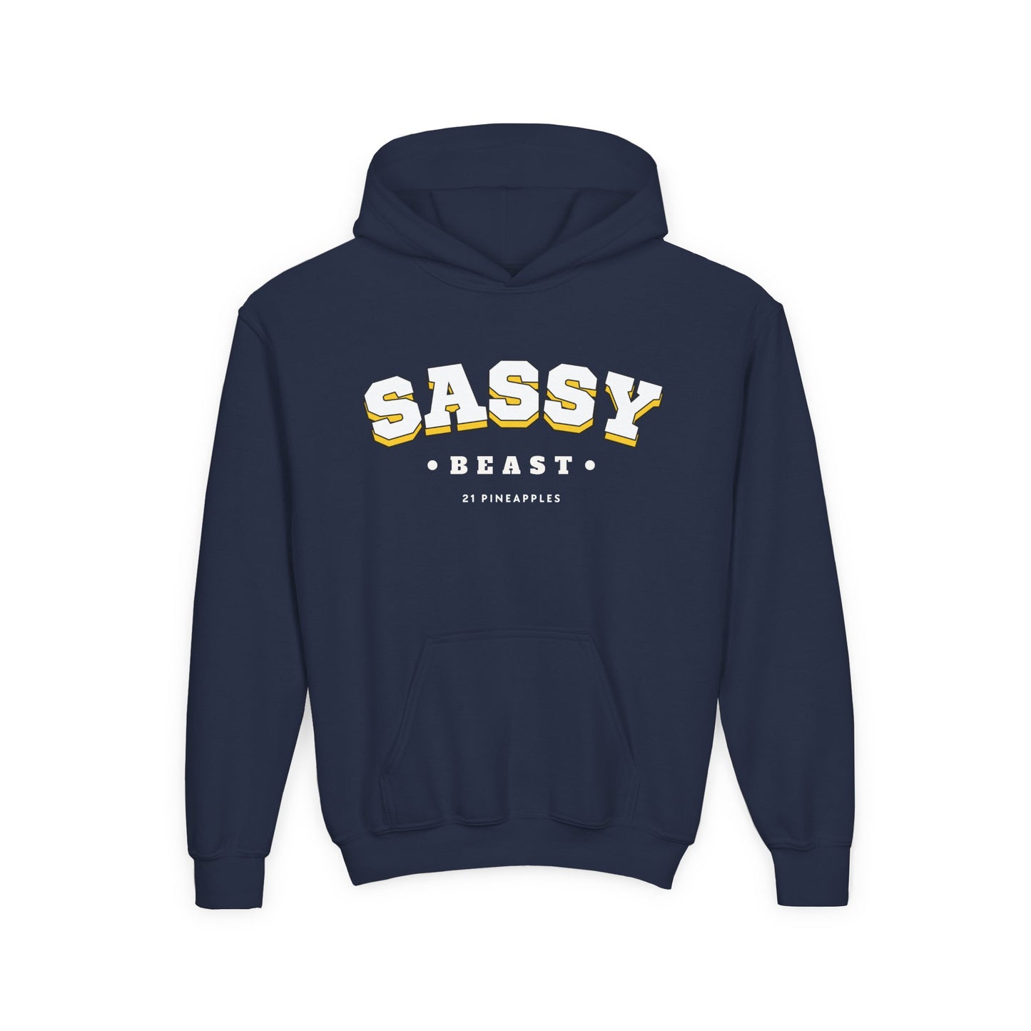Sassy Beast Varsity White YOUTH HOODIE