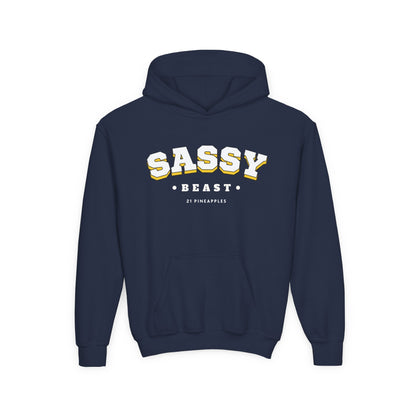 Sassy Beast Varsity White YOUTH HOODIE