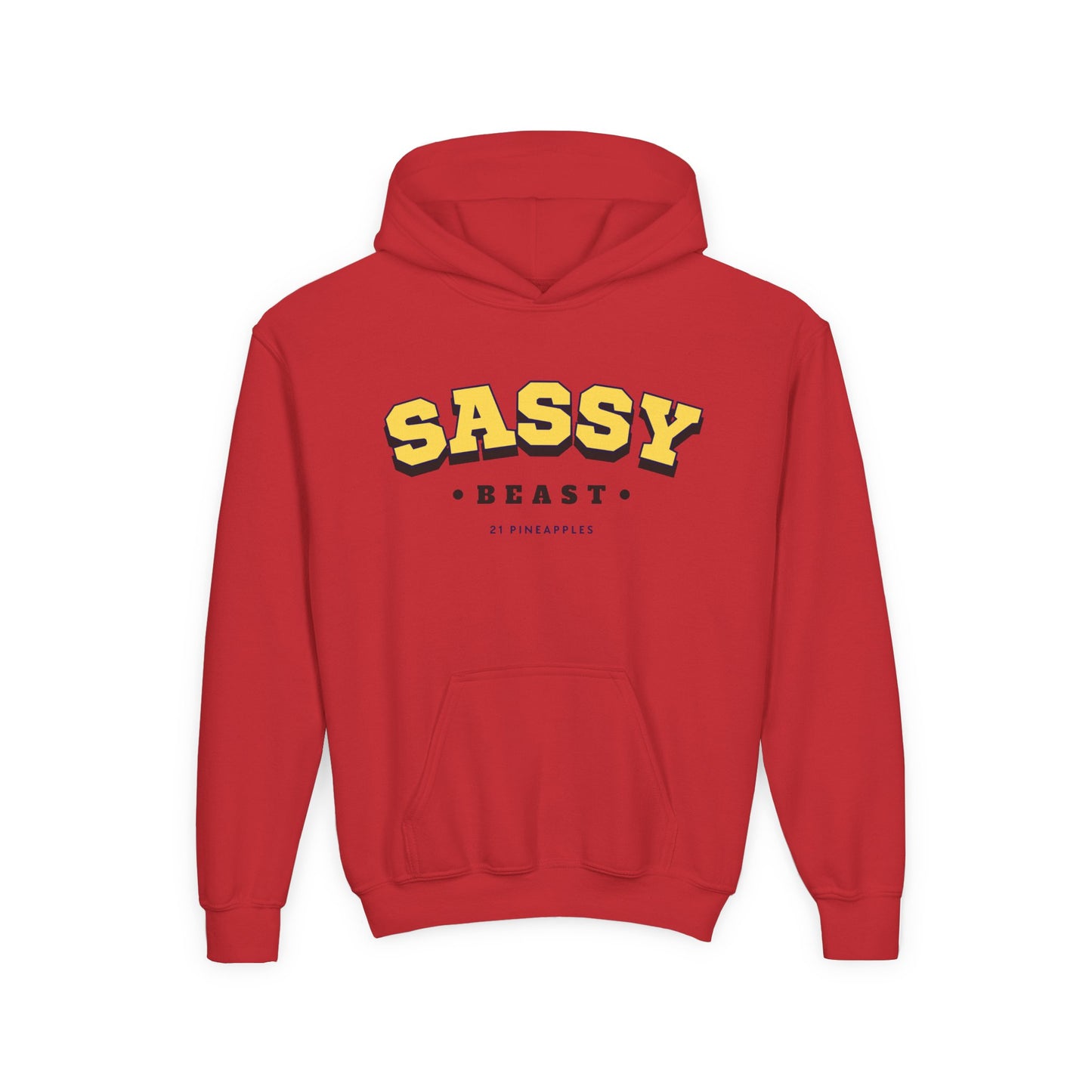 Sassy Beast Varsity Yellow YOUTH HOODIE