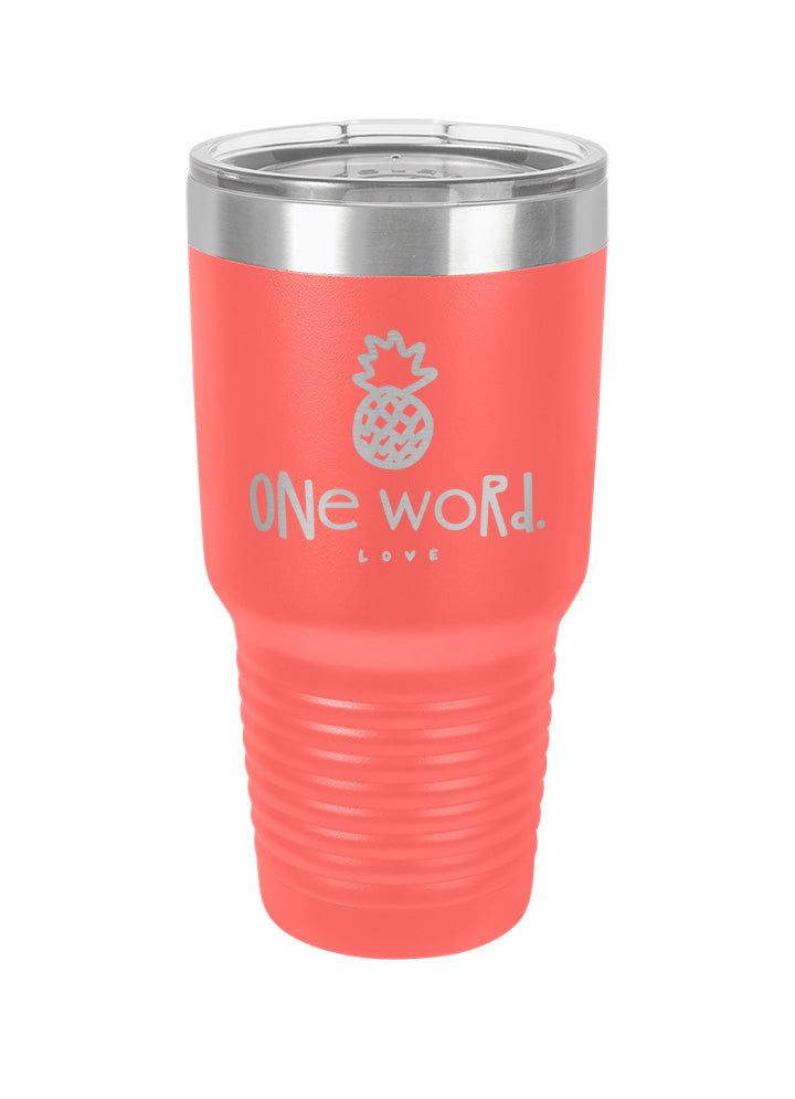 One Word Laser Etched Tumbler