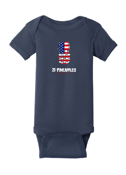 21 Pineapples American Flag Baby Onesie