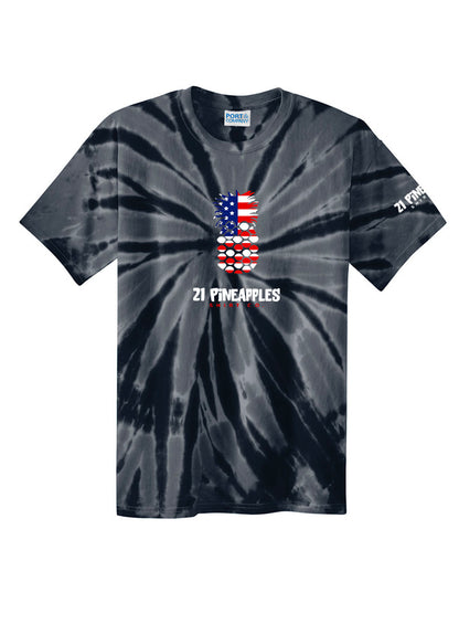 21 Pineapples American Flag Unisex Tie Dye Tee