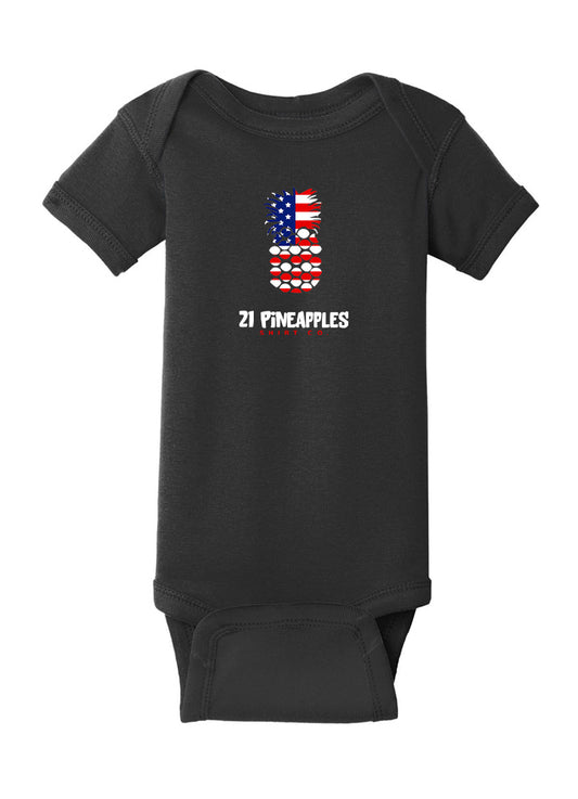 21 Pineapples American Flag Baby Onesie