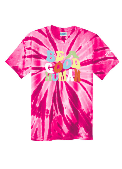 Be A Good Human Groovy Unisex Tie Dye Tee