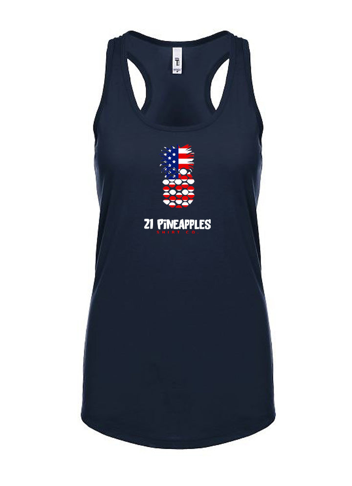 21 Pineapples American Flag Women's Racerback Tank