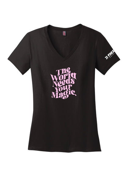 The World Needs Your Magic Women's V-Neck Tee