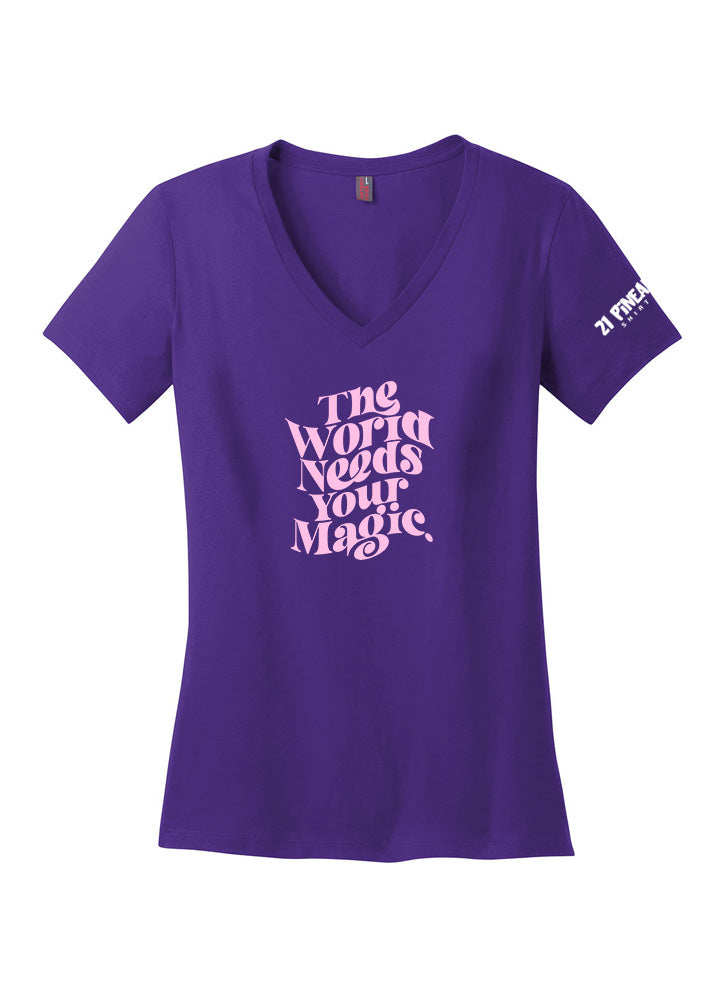 The World Needs Your Magic Women's V-Neck Tee