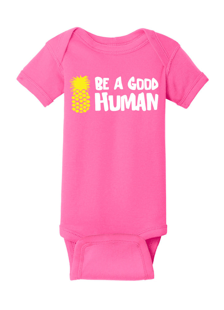 Be A Good Human Cartoon Baby Onesie