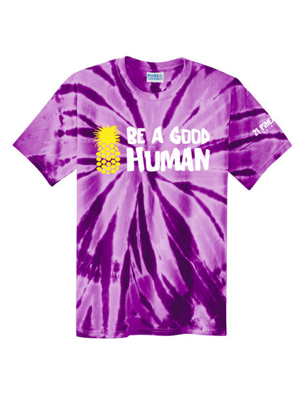 Be A Good Human Cartoon Unisex Tie Dye Tee