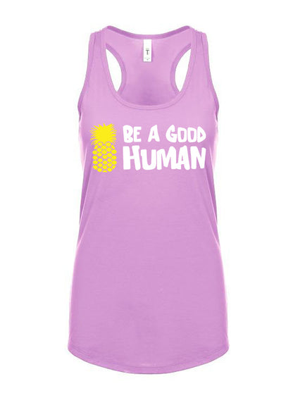 Be A Good Human Cartoon Women's Racerback Tank