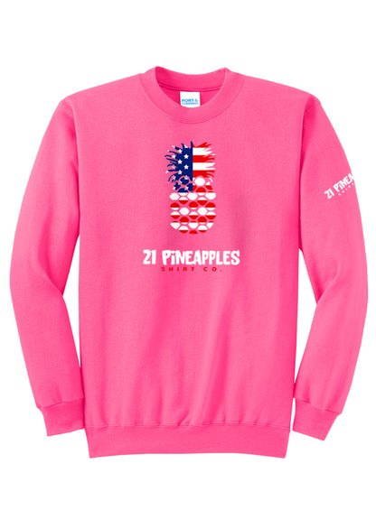 21 Pineapples American Flag Crewneck
