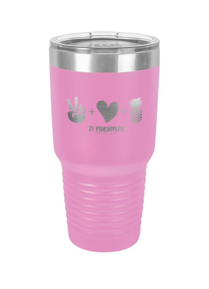 Peace Love Pineapple Laser Etched Tumbler