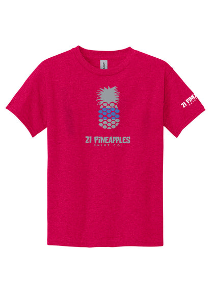 21 Pineapples Blue Stripe Youth Tee