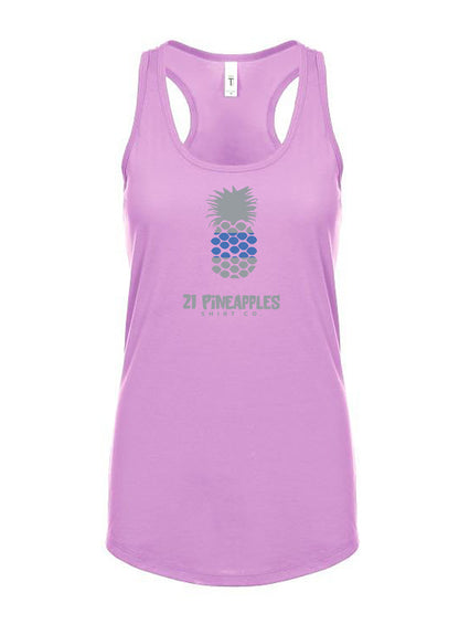 21 Pineapples Blue Stripe Women's Racerback Tank