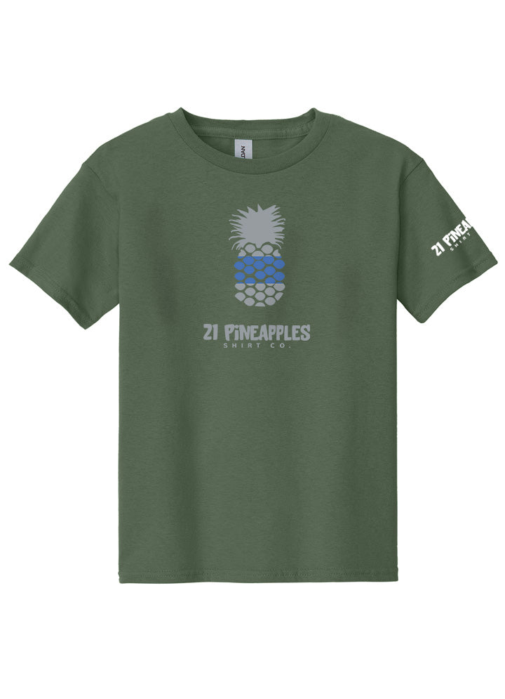 21 Pineapples Blue Stripe Youth Tee