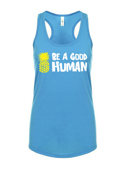 Be A Good Human Cartoon Women's Racerback Tank