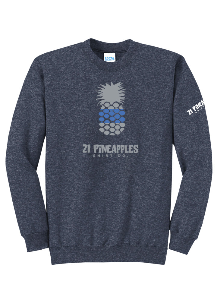 21 Pineapples Blue Stripe Crewneck