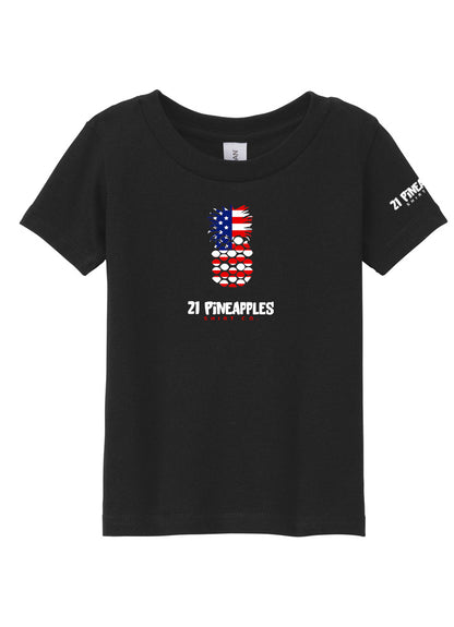 21 Pineapples American Flag Toddler Tee