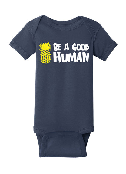 Be A Good Human Cartoon Baby Onesie