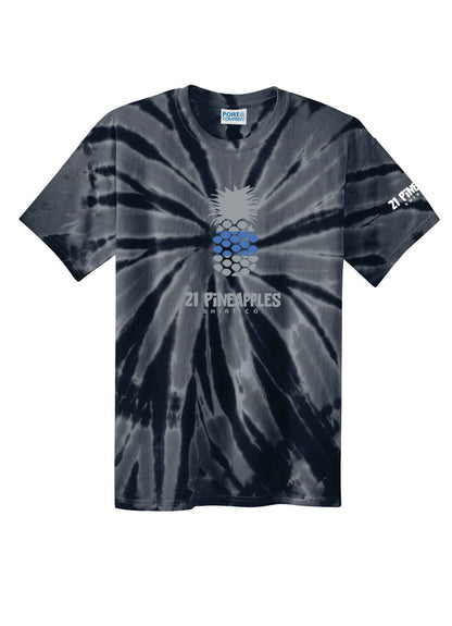 21 Pineapples Blue Stripe Unisex Tie Dye Tee