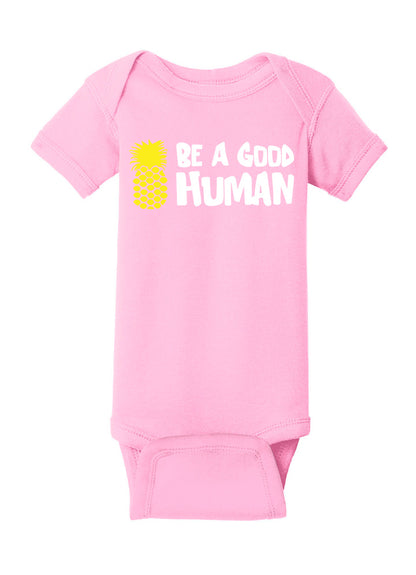 Be A Good Human Cartoon Baby Onesie