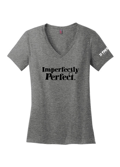 Imperfectly Perfect Black Women's V-Neck Tee