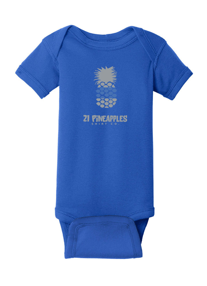 21 Pineapples Blue Stripe Baby Onesie