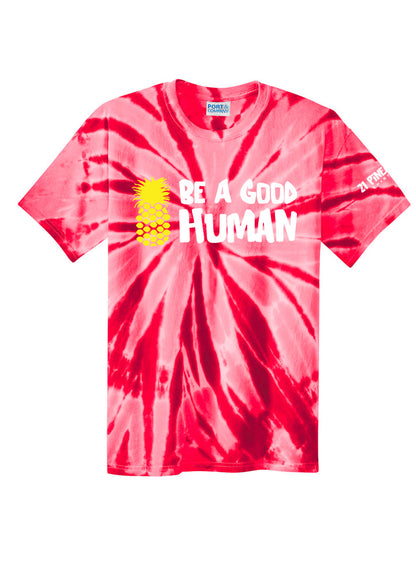 Be A Good Human Cartoon Unisex Tie Dye Tee