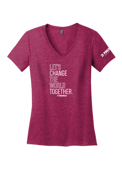 Let's Change the World Together Women's V-neck